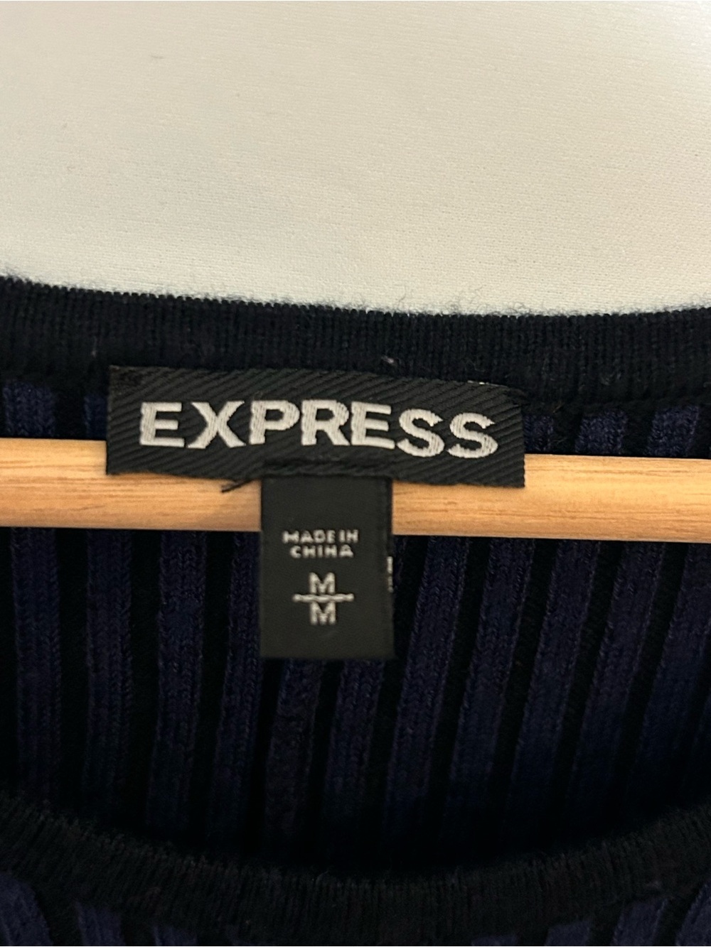 Express Navy Ribbed Pleated Fit & Flare Sweater Dress M - Picture 9 of 11